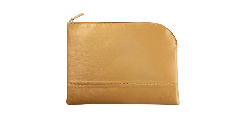 Rhodiarama pochette zippée en simili cuir - taille L (21x28 cm) - Or