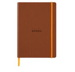 Rhodiarama softcover notitieboek A5, 80 blad gelijnd ivoorkleurig papier van 90g, sluiting met elastiek - Koper