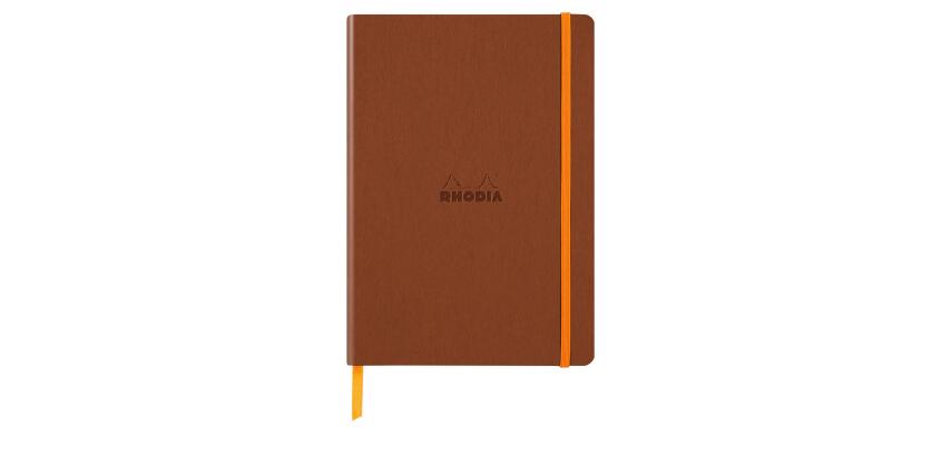 Rhodiarama carnet souple A5 160 pages ligné papier ivoire 90g fermeture élastique - Cuivre