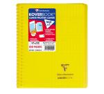 Cahier reliure intégrale enveloppante Koverbook 17x22cm 100 pages grands carreaux couverture polypropylène transparent - Assortis