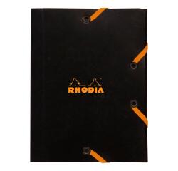 Rhodia elastomap met 3 kleppen, 12x16 cm - Zwart