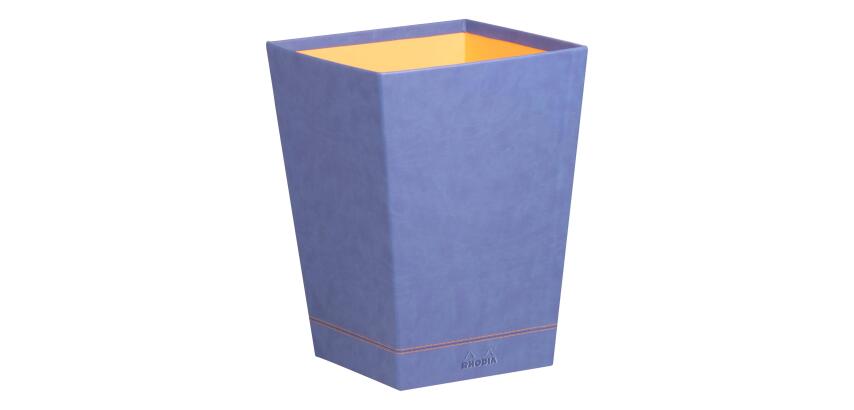 Rhodiarama corbeille à papier simili cuir italien 27x27x32 cm - Saphir