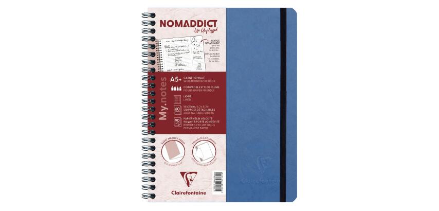 My.Notes Age Bag carnet reliure intégrale à marges détachables A5+ 120 pages détachables ligné + cadre en-tête - Bleu