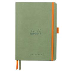 Rhodiarama Goalbook A5 met softcover, 120 blad gestippeld ivoorkleurig papier van 90g - Celadon