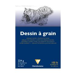 Gekörntes Zeichenpapier, Block geleimt, 20 Blatt A4, 224g, weiß
