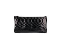 Flaches Schlamermäppchen aus Lammleder mit Pythonmuster 22x11 cm, schwarz - Pythonschwarz