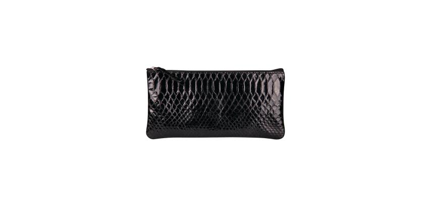 REPTILE DESIGN Trousse plate 22x11 cm, Python noir - Python noir