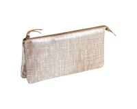 KLEO-PATHRA CUIR Grande Pochette 2 compartiments 22x11 cm Argent
