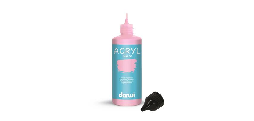 Darwi Flacon de 80 ml de Peinture Acrylique Universelle Nacrée - Rose