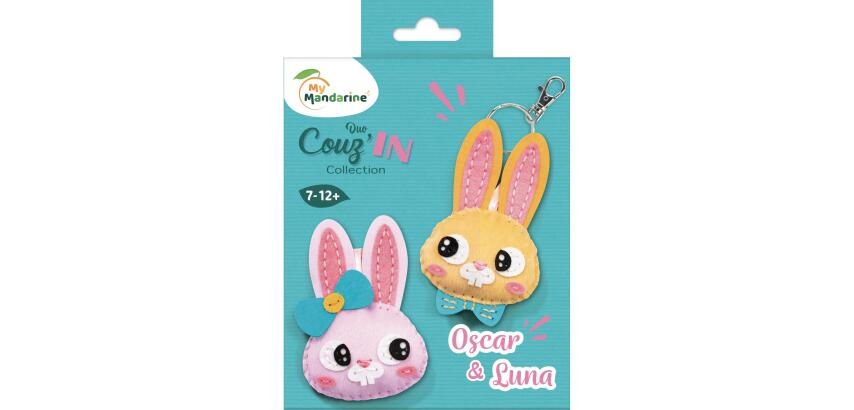 Mini Couz'IN Duo, Nähset, Schlüsselanhänger, Kaninchen - Rosa