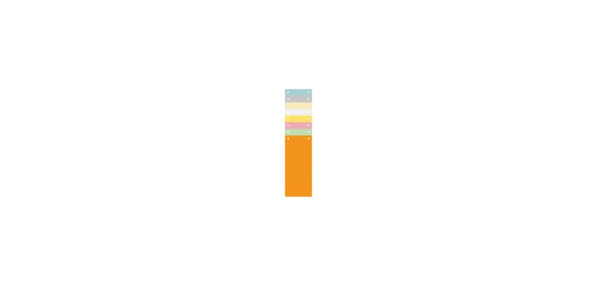Paquet 100 fiches intercalaires horizontales unies perforées - 105x240mm - Couleurs assorties