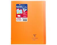 Cahier piqué Koverbook 24x32cm 96 pages grands carreaux couverture polypropylène transparent - Orange