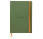 Rhodiarama carnet souple A5 160 pages ligné papier ivoire 90g fermeture élastique - Sauge