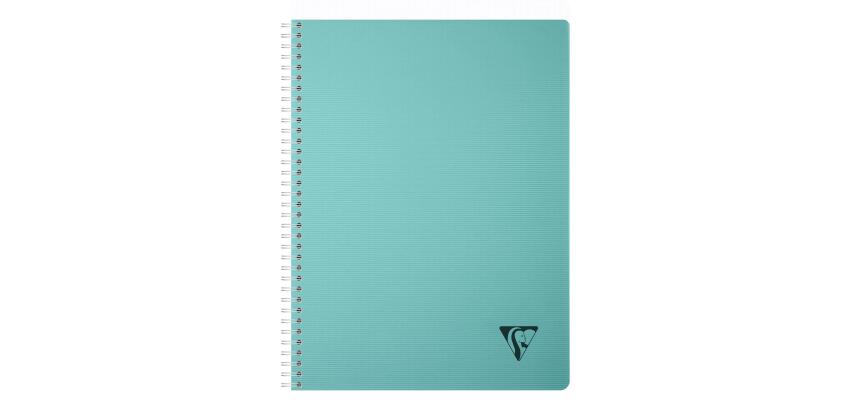 Cahier reliure intégrale Linicolor ESSENCE A4 180 pages petits carreaux couverture plastique polypropyène rainuré - Bleu lagon