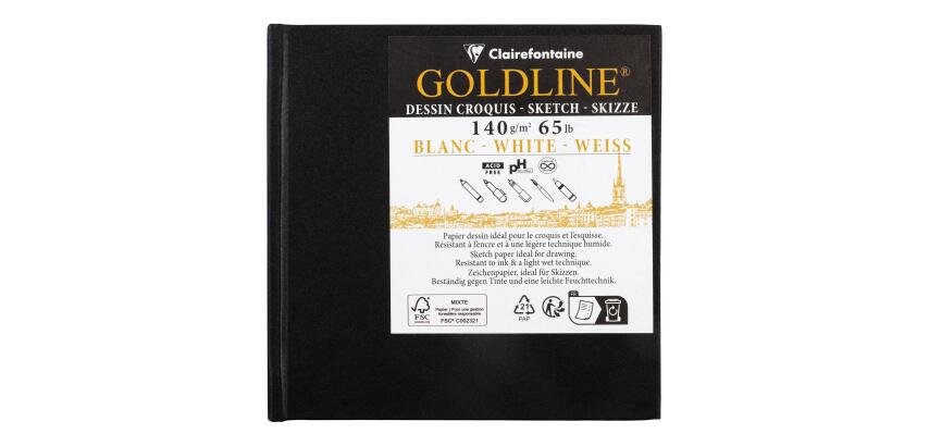 Goldline carnet rembordé rigide 50F 10x10cm 140g - Blanc