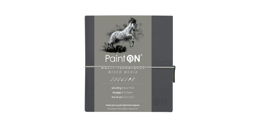 Paint'ON PU notebook 14x14cm 32 blad 250g grijs - Grijs