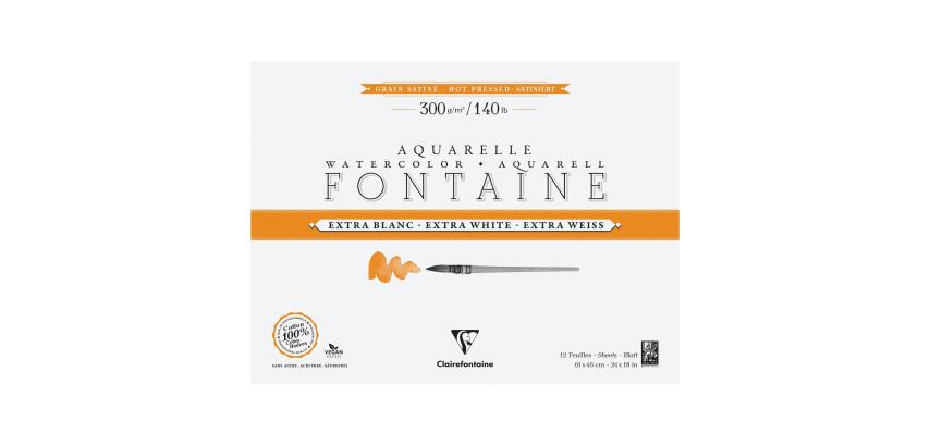 Fontaine Extra Blanc Grain Satiné bloc collé 4 côtés 12F 46x61cm 300g