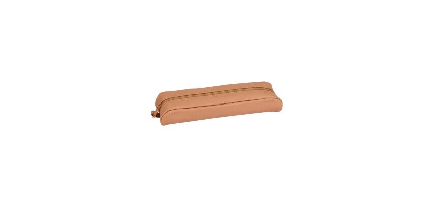 Trousse rectangulaire, cuir naturel