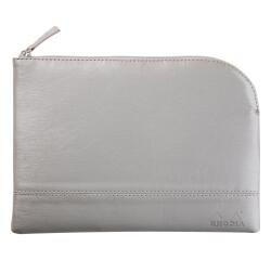 Rhodiarama etui met rits in kunstleer - maat M - 16x22 cm - Zilver