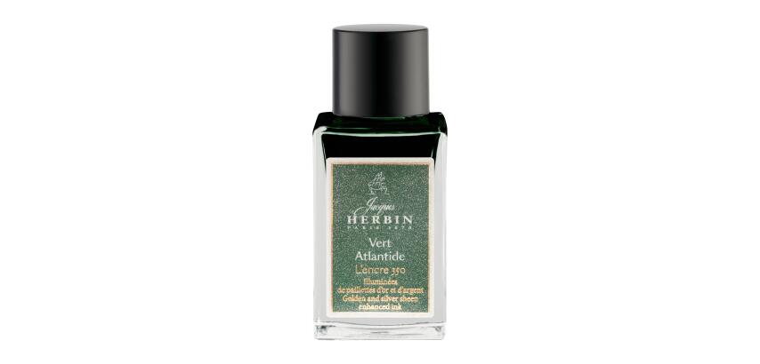 Encre 350 à paillettes dorées et argentées 15ml  - Vert Atlantide