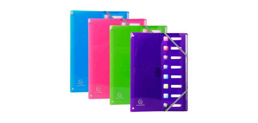 Trieur extensible en polypropylène 8 compartiments IDERAMA PP - A4 - Couleurs assorties