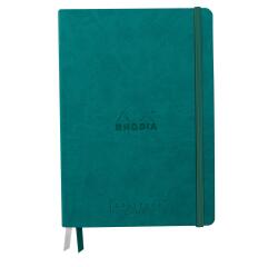 Rhodiarama Goalbook Creation rembordé rigide A5 100p papier lavis technique blanc uni 200g avec élastique - Paon