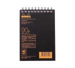 Rhodiactive Notepad 90g full binding A6 10.5x14.8 cm 160 pages small squares 5x5 micro-perforated - Black