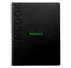 Greenbook cahier recyclé et recyclable en carte rigide 715 g/m2 - A5+ 16 x 21 cm 160 pages Ligné perforation 6 trous - Papier Clairefontaine recyclé 90 g/m2 - Noir - New - Noir