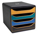 Exacompta, Big Box, Schubladenbox mit 4 Schubladen, Neo Deco - Farben sortiert