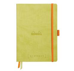Rhodiarama Goalbook A5 met softcover, 120 blad gestippeld wit papier van 90g - Anijsgroen