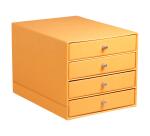 Rhodiarama trieur 4 tiroirs simili cuir italien 24,8x32,7x22,8 cm - Orange