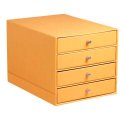 Rhodiarama sorter 4 drawers Italian faux leather 24.8x32.7x22.8 cm - Orange
