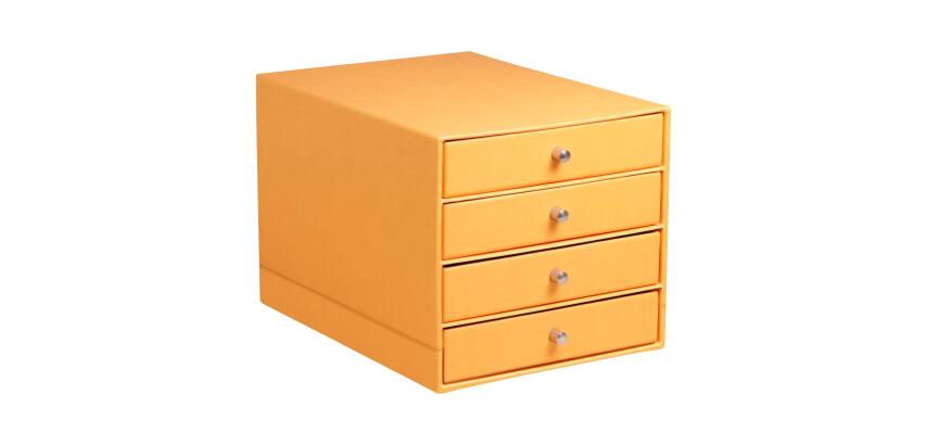Rhodiarama sorter 4 drawers Italian faux leather 24.8x32.7x22.8 cm - Orange