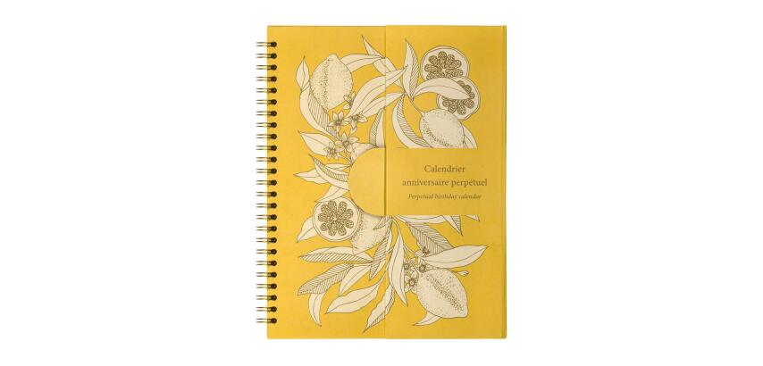 Jardin des Sens, Eeuwigdurende verjaardagskalender 23x17 cm, 50 bedrukt pagina's, tafelflipover met magnetische sluiting