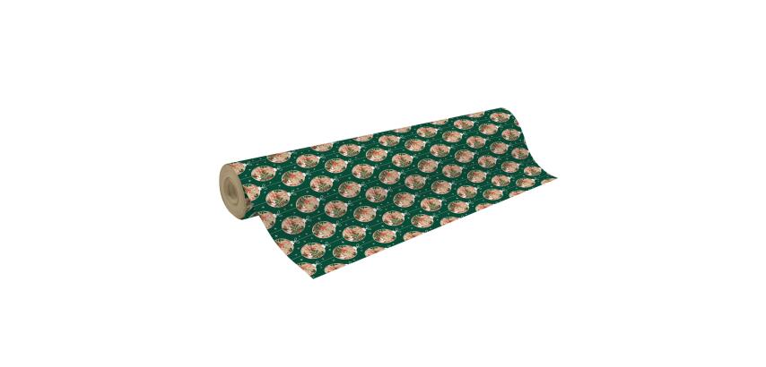 Kraft brut 70g, rl 50x0,70m Boules Noël - Vert