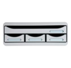Módulo individual con 4 cajones con tope de seguridad y porta-etiquetas - 270x355x135 mm - OFFICE - Gris claro