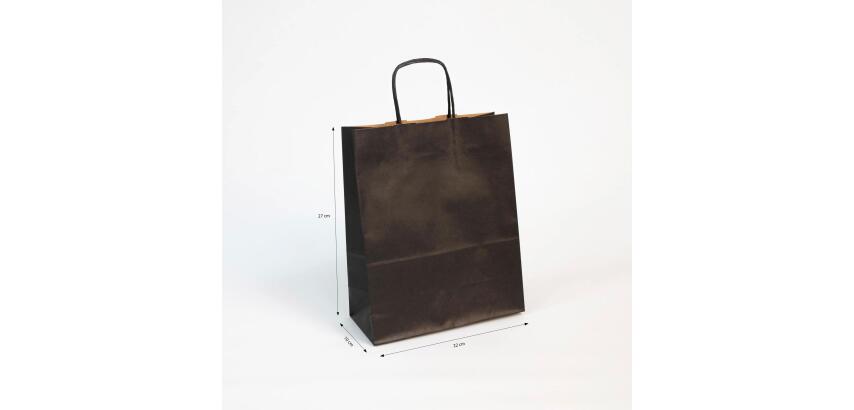 Paq.25 sacs kraft vergé, 22x10x27cm,Noir - Noir