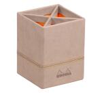 Rhodiarama pot à crayons simili cuir italien 8x8x11 cm - Touche de rose