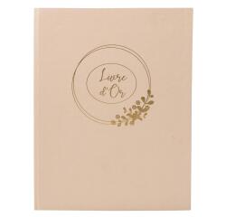 Ring flower gold edge 100 page guestbook - Latte