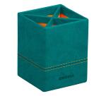 Rhodiarama pot à crayons simili cuir italien 8x8x11 cm - Paon