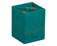 Rhodiarama pot à crayons simili cuir italien 8x8x11 cm - Paon