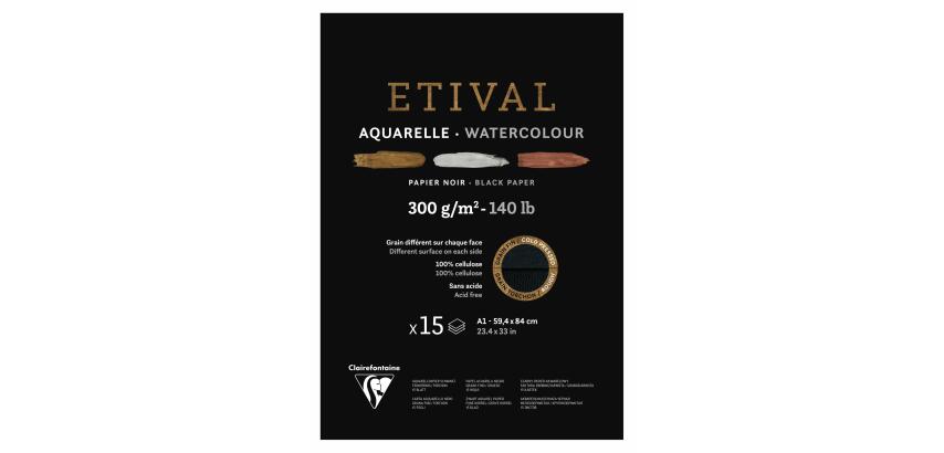 Etival Noir bloc collé 1 côté 15F A1 300g double grain