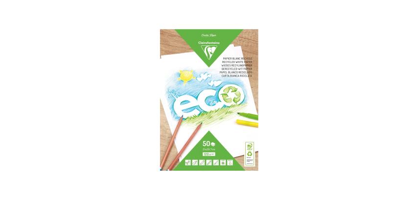 PAPIER BLANC RECYCLÉ, Bloc de 50 feuilles 120g/m2 au format A4 (21x29,7cm) - Blanc