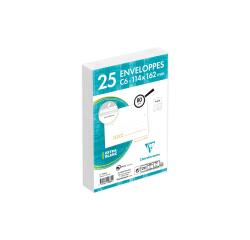 Enveloppe Clairefontaine 80 g/m² précasée blanche avec bande de protection - Paquet de 25