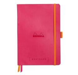 Rhodiarama Goalbook A5 met softcover, 120 blad klein geruit 5x5 ivoorkleurig papier van 90g - Framboos
