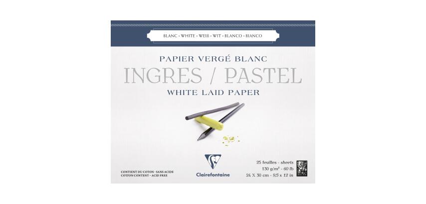 Ingres Pastel bloc collé 25F 24x30cm 130g - Blanc