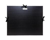 Carton à dessin kraft noir vernis avec rubans et poignée 59x72 cm - Pour format raisin - Noir