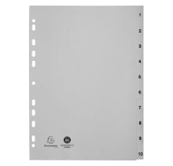 Indices recycled PP A4 10 Pt 1-10 grey - Grey