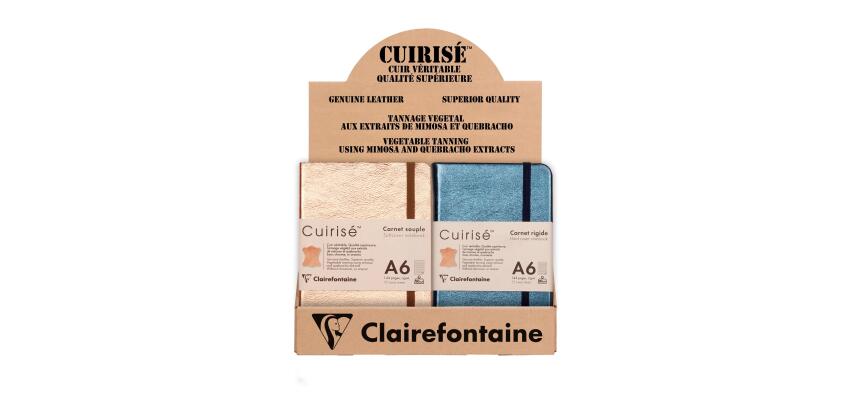 CUIRISÉ Présentoir 6 x A6 Carnets souples + 4 x A6 rembordés rigides. - Assortiment mixte
