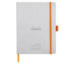 Rhodiarama Meeting book A5 maxi, 80 microgeperforeerde bladen wit papier van 90g, sluiting met elastiek en penhouder - Zilver